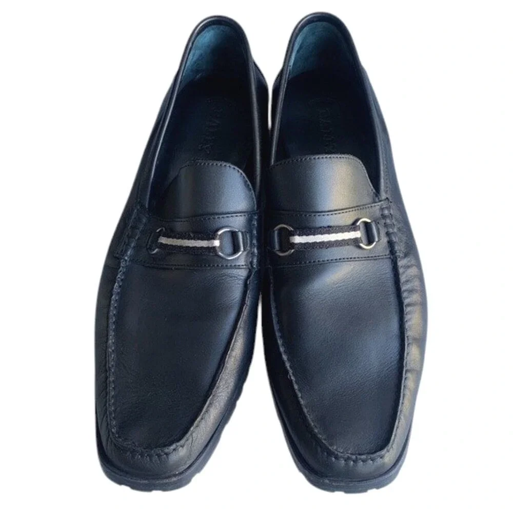 Bally Marano Webbing Bit Driving Loafer Shoes Mens 11.5 D Black Leather Slip On